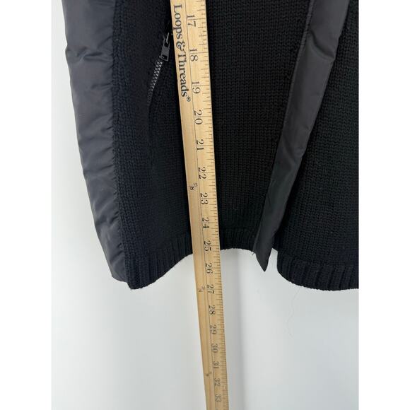 Eileen Fisher Merino Wool Puffer Trim Vest Black Sleeveless Funnel Neck M - Picture 5 of 10